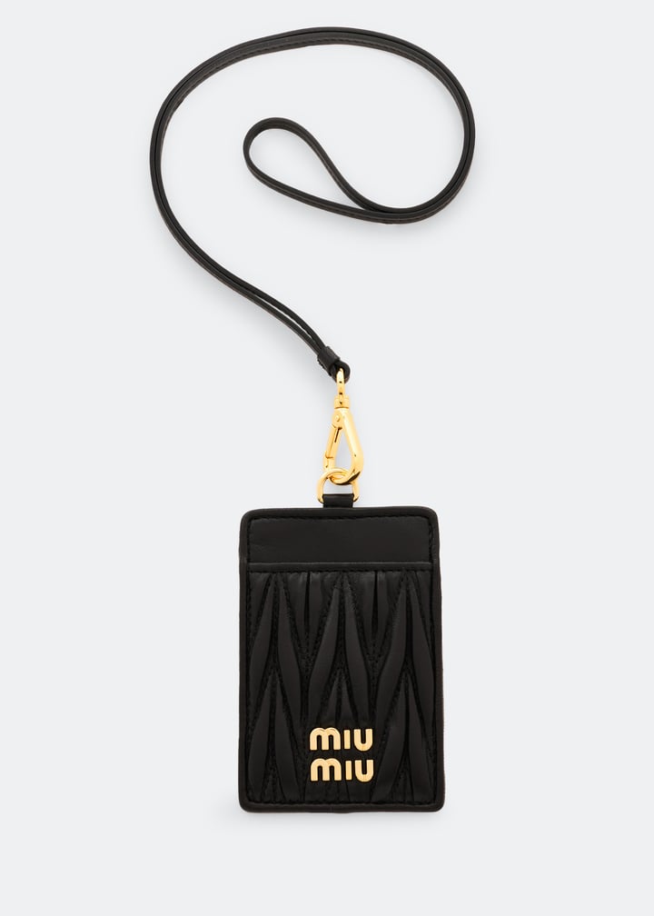 Miu Miu Matelassé leather badge holder for Women - Black in