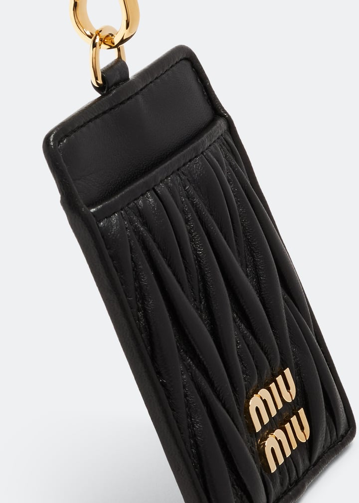 Miu Miu Matelassé leather badge holder for Women - Black in