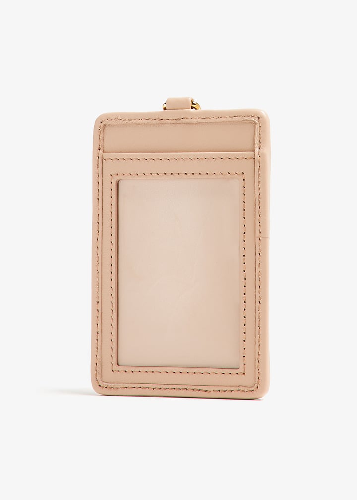 Miu Miu Matelassé leather badge holder for Women - Beige in