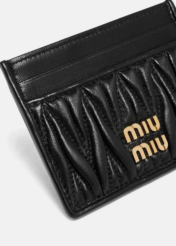 Miu Miu Matelassé leather card holder for Women - Black in