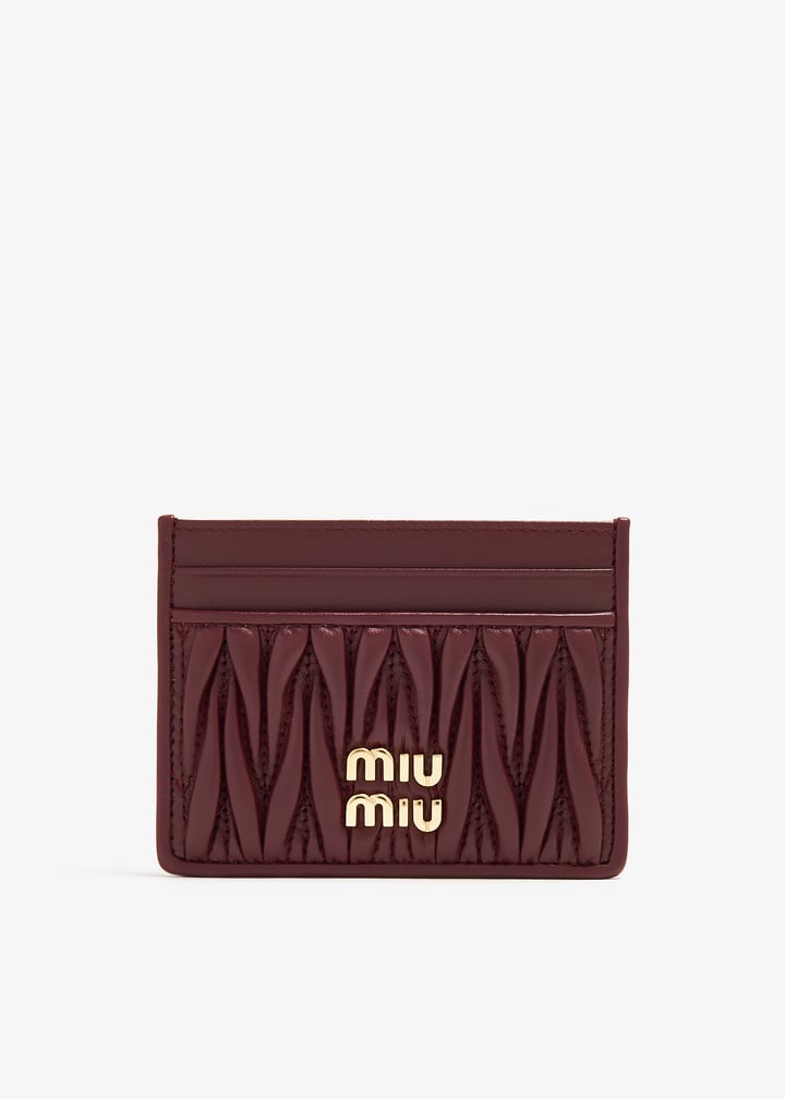 Miu Miu Matelassé leather card holder for Women - Burgundy