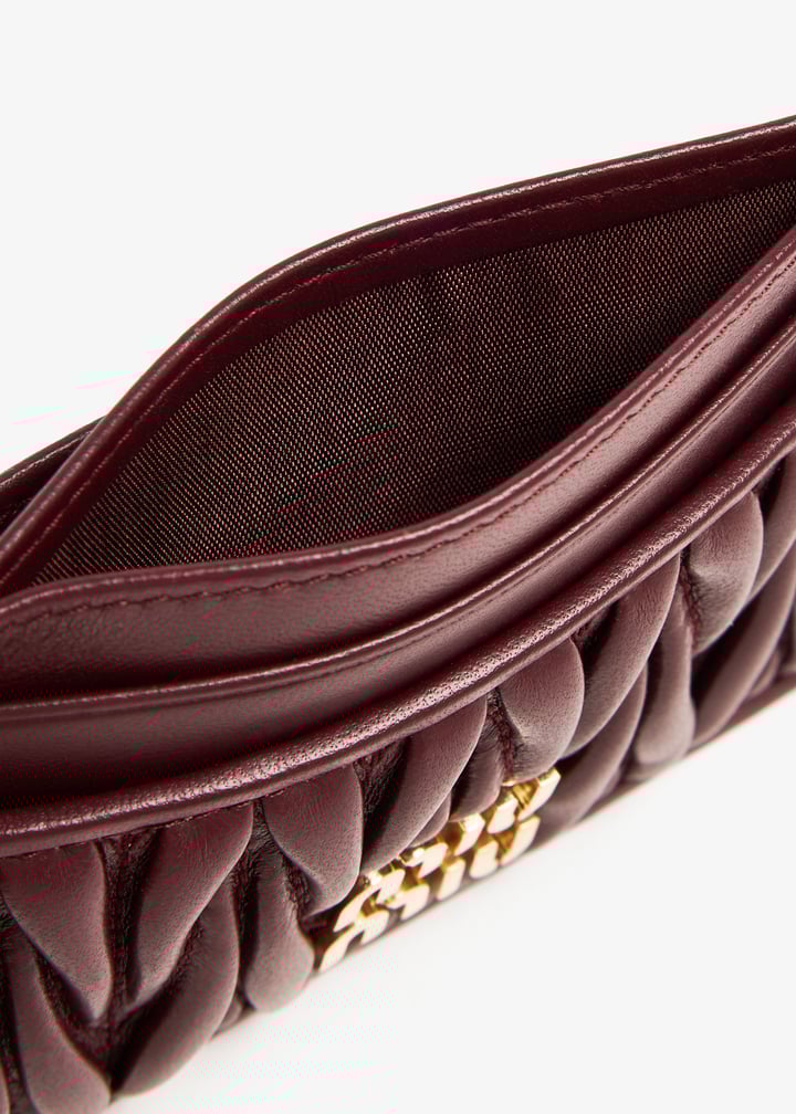 Miu Miu Matelassé leather card holder for Women - Burgundy