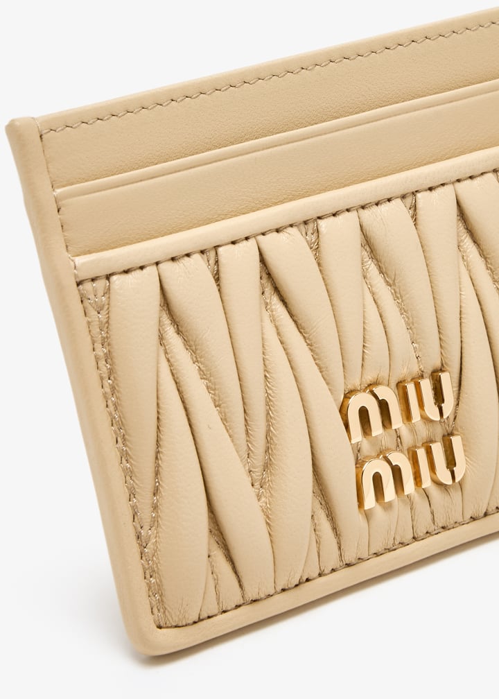 【関税&送料込】Miu Miu Gold Nappa Leather Card Holder Miu Miu Matelassé nappa leather card holder | REVERSIBLE