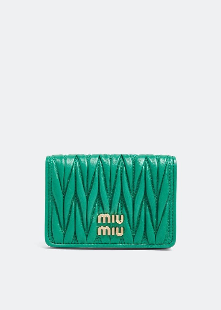 【MIU MIU】Matelasse Flap Card Holder/追跡可能/全国送料無料 MIU MIU Nappa Quilted Flap Card Holder Key Ring Black