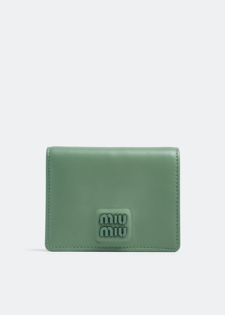 小物 miu miu leather wallet dark green MIU MIU Patent Crocodile Embossed Continental Flap Wallet