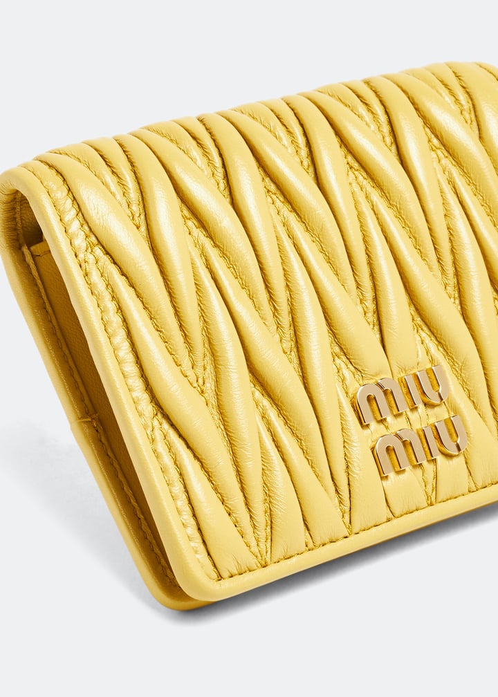 Miu Miu Matelassé leather small wallet for Women - Yellow in
