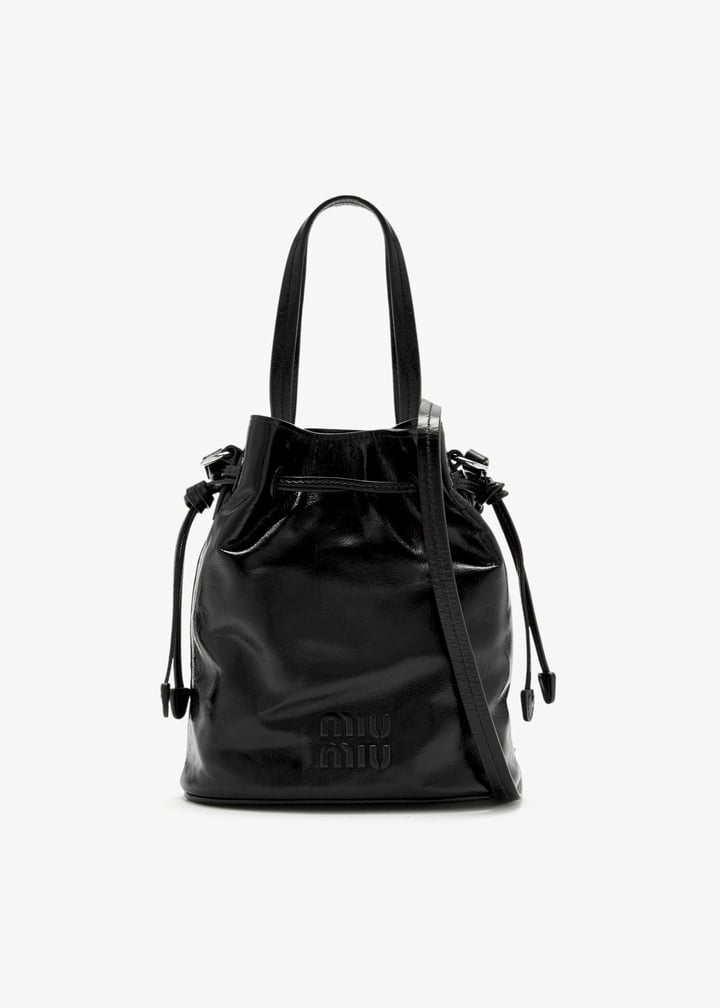 miu miu 巾着ボトルホルダー ブラック Miu Miu Shiny leather pouch for Women - Black in UAE | Level Shoes