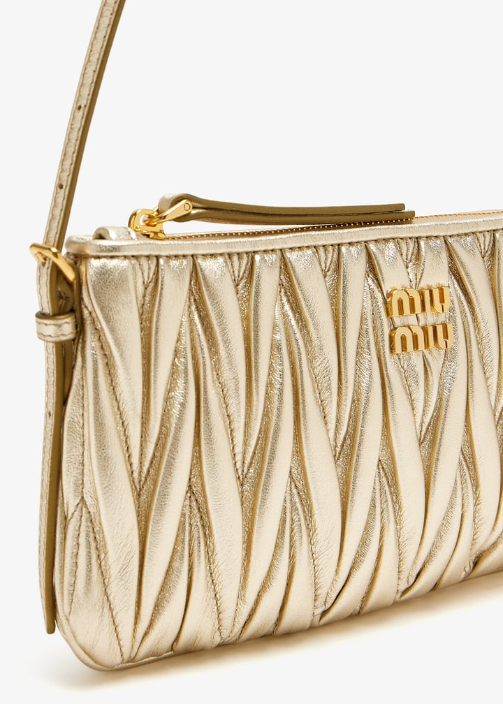 Miu Miu Matelassé nappa leather mini-pouch for Women - Gold