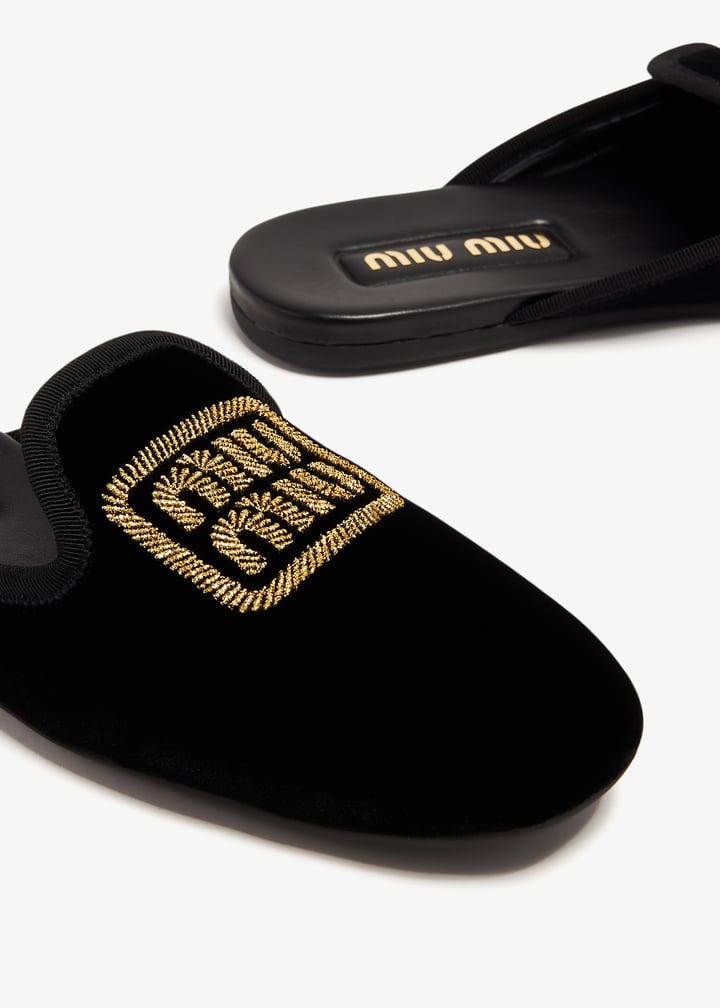 Miu Miu Velvet slippers for Women - Black in UAE | Level Shoes