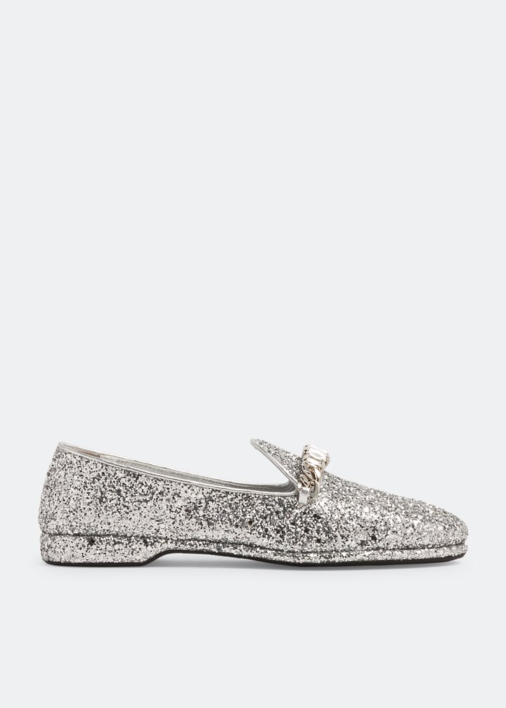 Miu Miu Glitter loafers for Women - Silver in UAE | Level Shoes