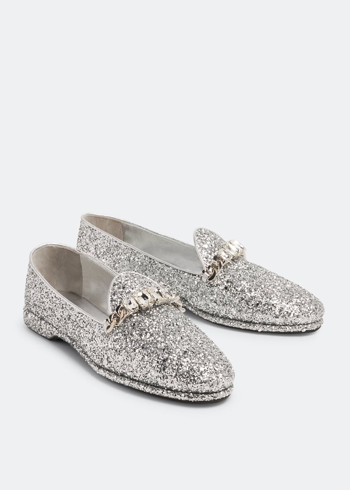 Miu Miu Glitter loafers for Women - Silver in UAE | Level Shoes