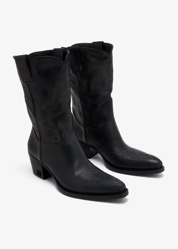 ブーツその他 MiuMiu BOOTS (5U350EF0452FLC F0002) 미우미우(Miu Miu) | MIU MIU Black leather ankle boots