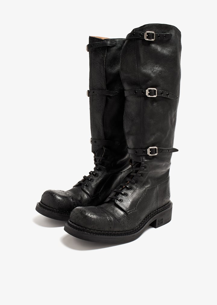 ブーツその他 MIU MIU LEATHER BOOTS Black Leather Boots | Miu Miu