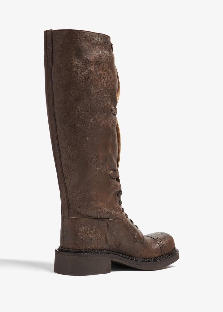 Miu Miu Lace-up leather boots for Women - Brown in UAE