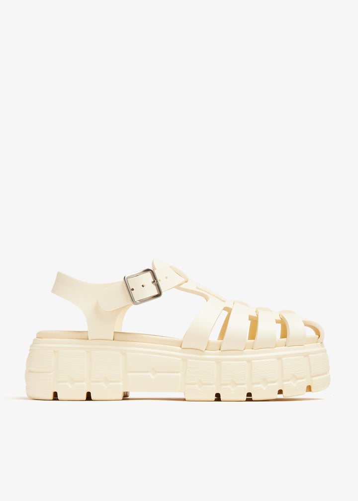 Caged Sandals Beige Jelly Sandals Miss Lola Natural Beauty Natural