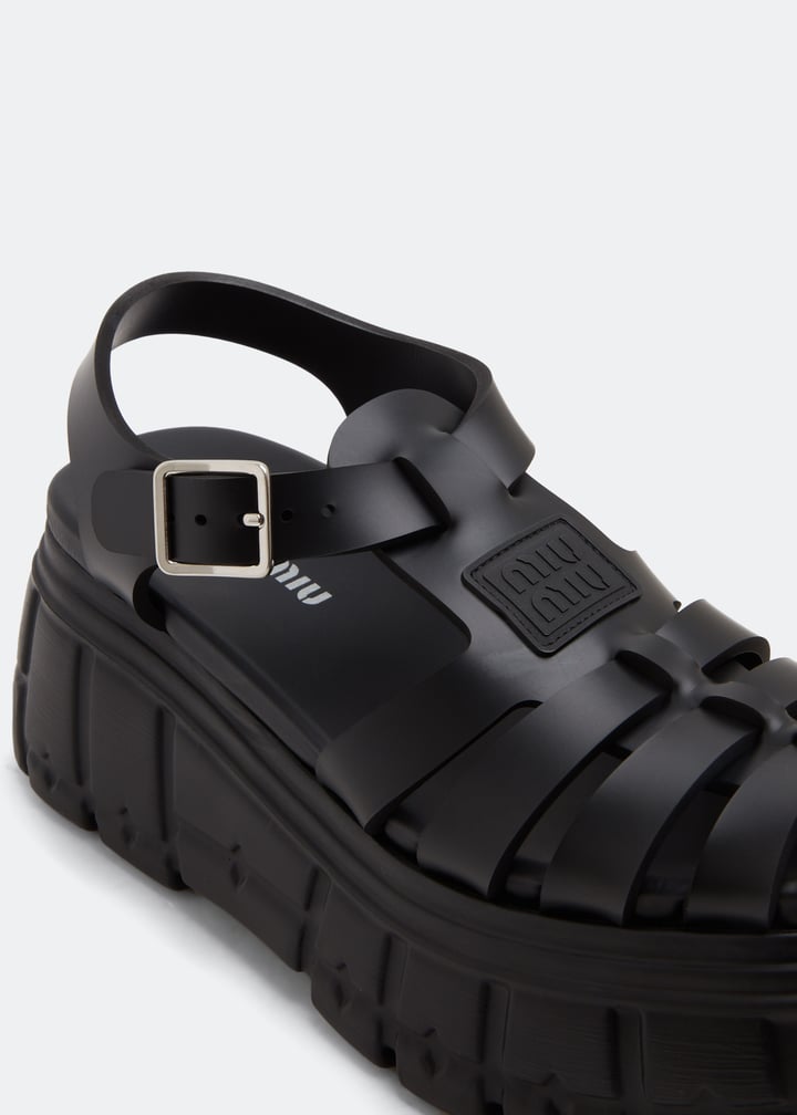 ★MiuMiu★2025SS 新作★Louche Fisherman Sandals Black★ Miu Miu Ruches Nappa Leather Fisherman Sandals | Saks Fifth
