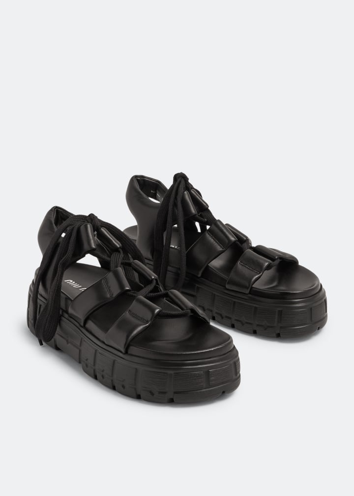 Miu Miu Sporty Nappa leather sandals for Women - Black in