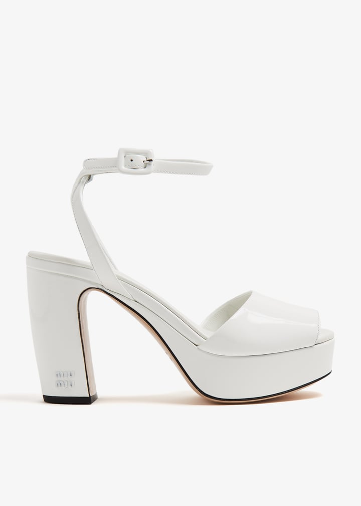 Miu Miu Patent leather platform sandals for Women - White in