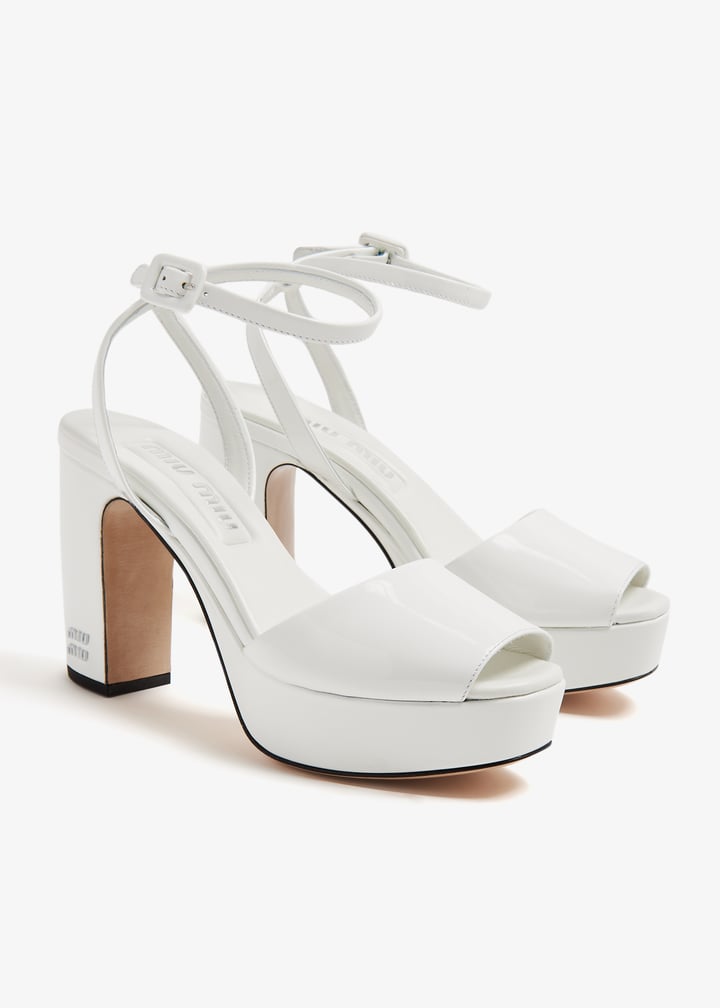 Miu Miu Patent leather platform sandals for Women White in UAE