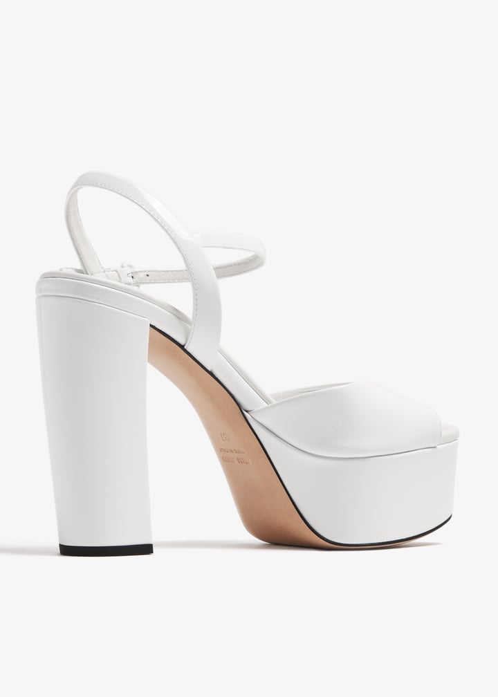 Miu Miu Patent leather platform sandals for Women - White in