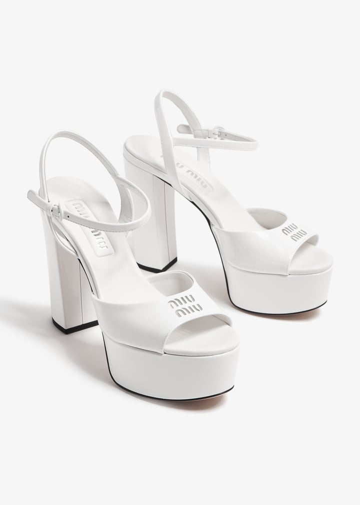 Miu Miu Patent leather platform sandals for Women - White in