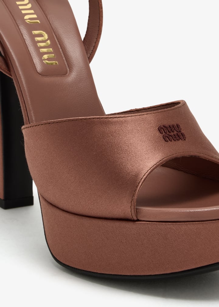 Miu Miu Satin platform sandals for Women - Brown in UAE | Level Shoes