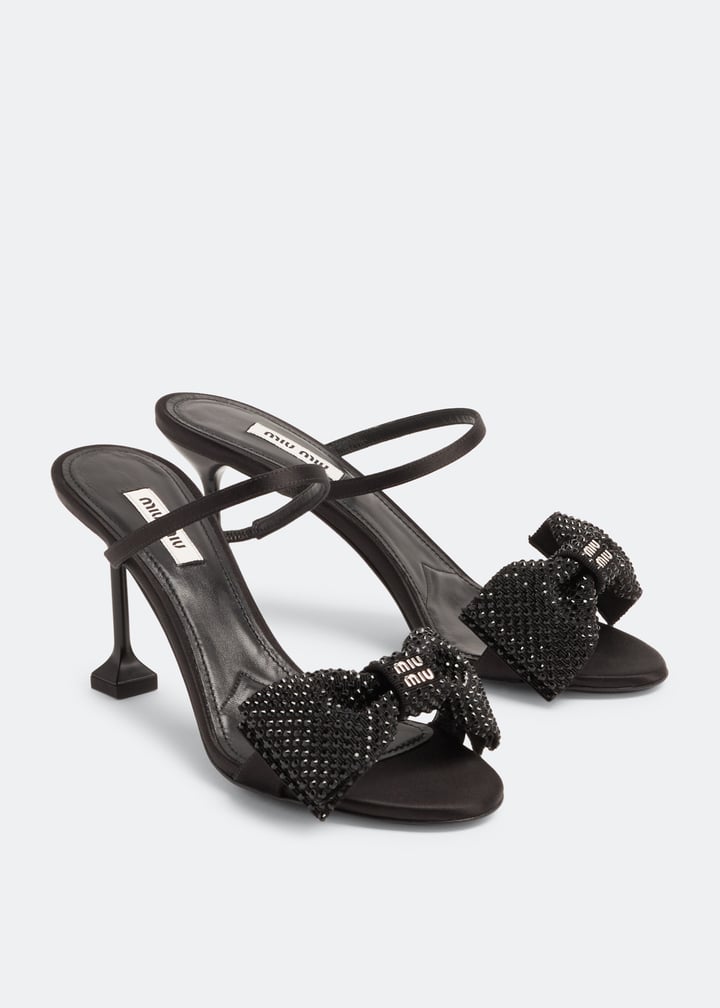Miu Miu Satin bow sandals for Women - Black in UAE | Level Shoes