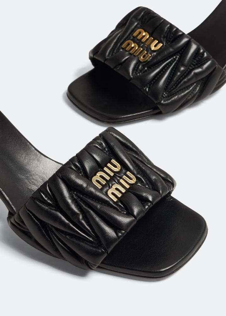 Miu Miu Matelassé leather sandals for Women - Black in Qatar