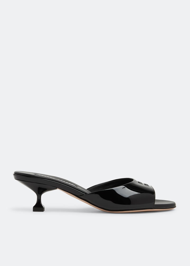 靴 Archive miu miu mesh patent mules black Leather mules in black - Miu Miu | Mytheresa