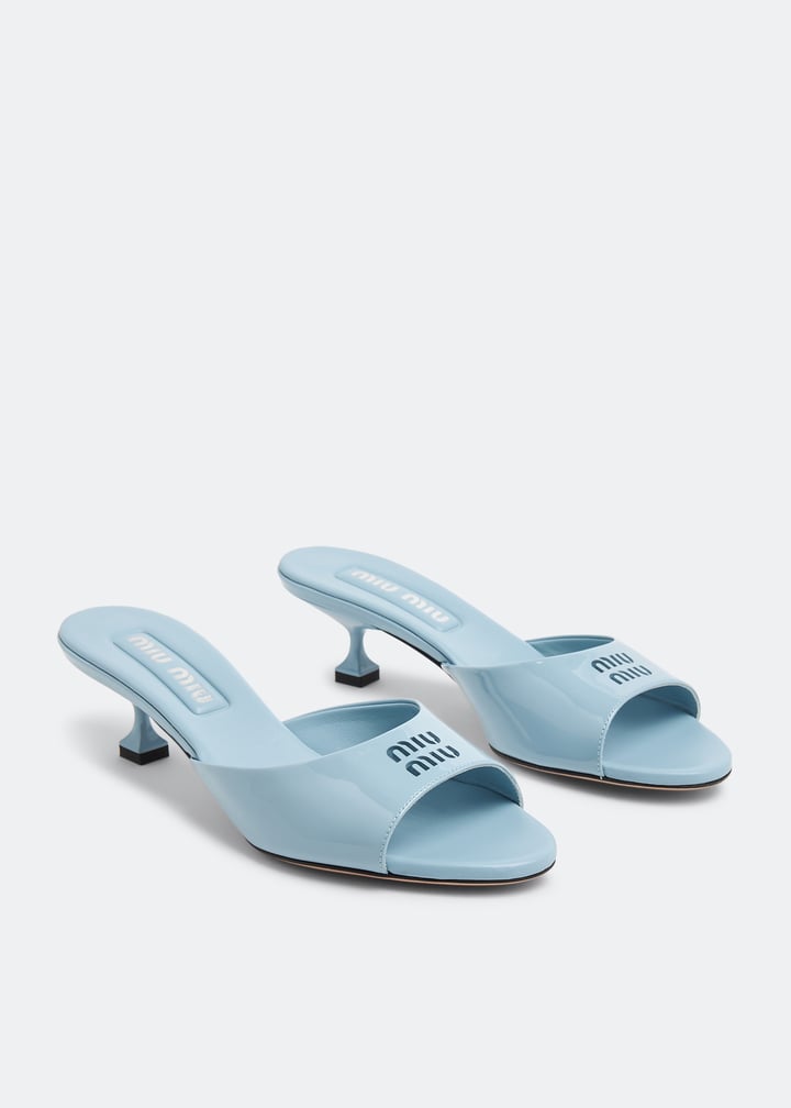 Miu Miu Patent leather sandals for Women - Blue in UAE | Level Shoes