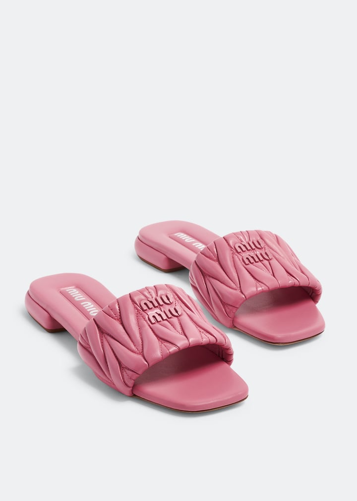 Miu Miu Matelassé leather slide sandals for Women - Pink in UAE