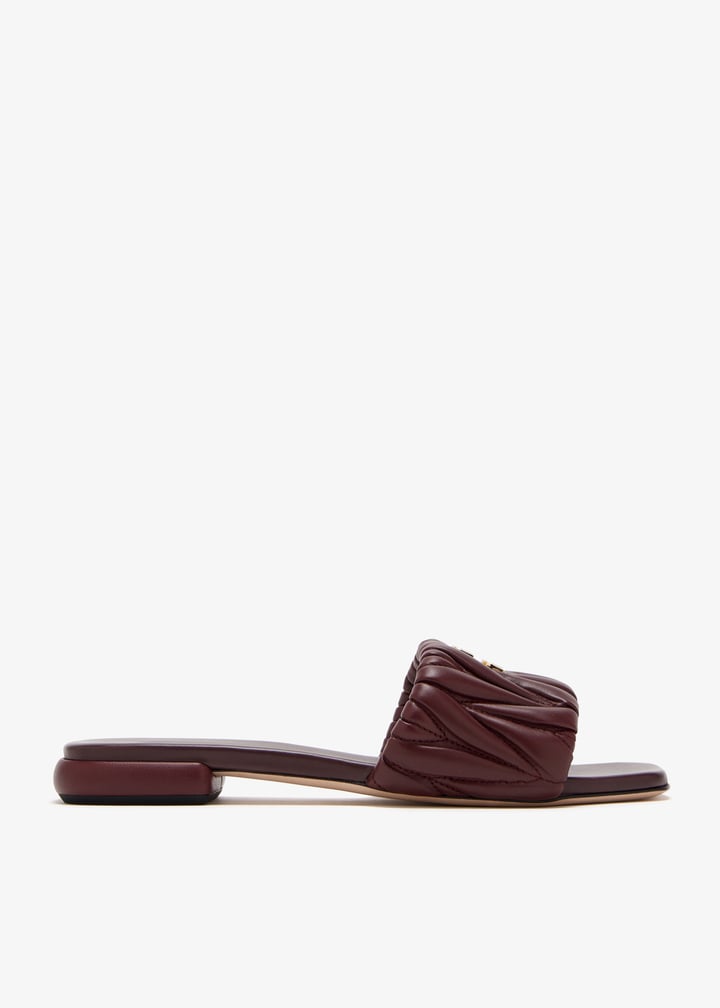 Miu Miu Matelassé nappa leather slide sandals for Women - Burgundy