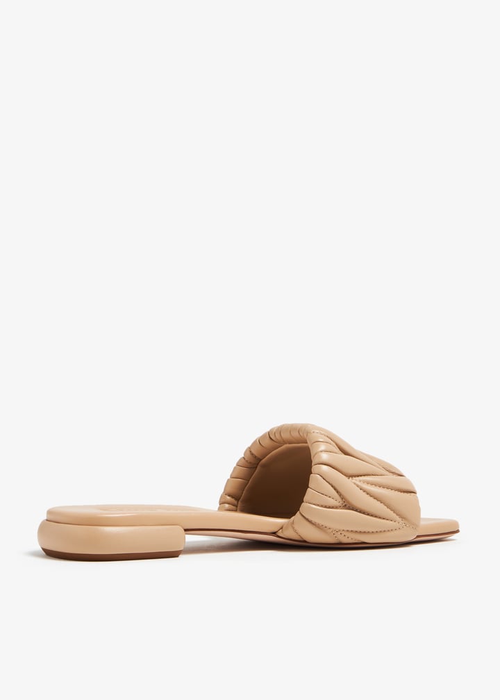 Miu Miu Matelassé leather slide sandals for Women - Beige in
