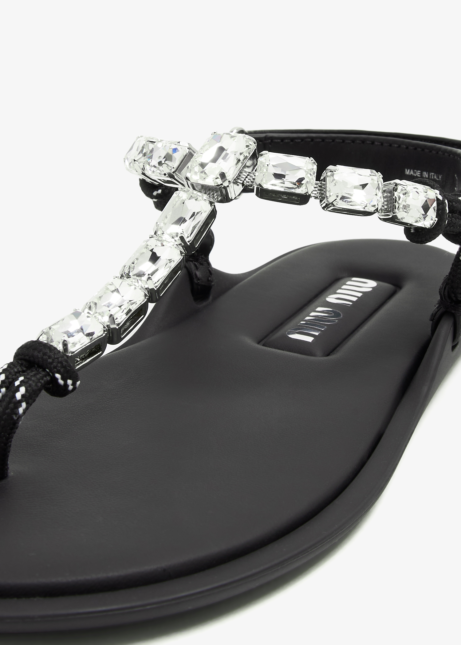 サンダル・ミュール MIU MIU CORD THONG SANDALS WITH CRYSTALS Miu Miu Crystal cord thong sandals for Women - Black in UAE