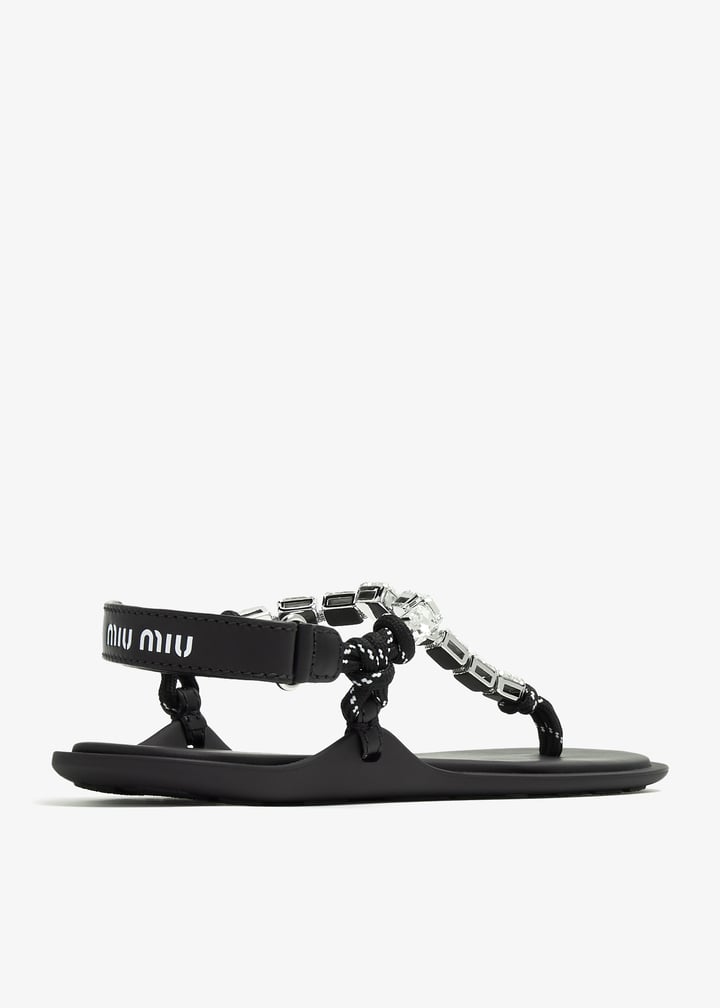 サンダル・ミュール MIU MIU CORD THONG SANDALS WITH CRYSTALS Miu Miu Crystal cord thong sandals for Women - Black in UAE