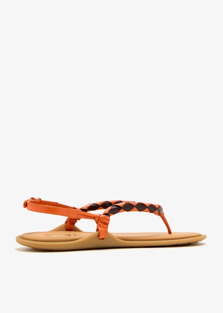 サンダル・ミュール Miu Miu Orange Leather Thong Sandals Miu Miu Orange Leather Thong Sandals | italist