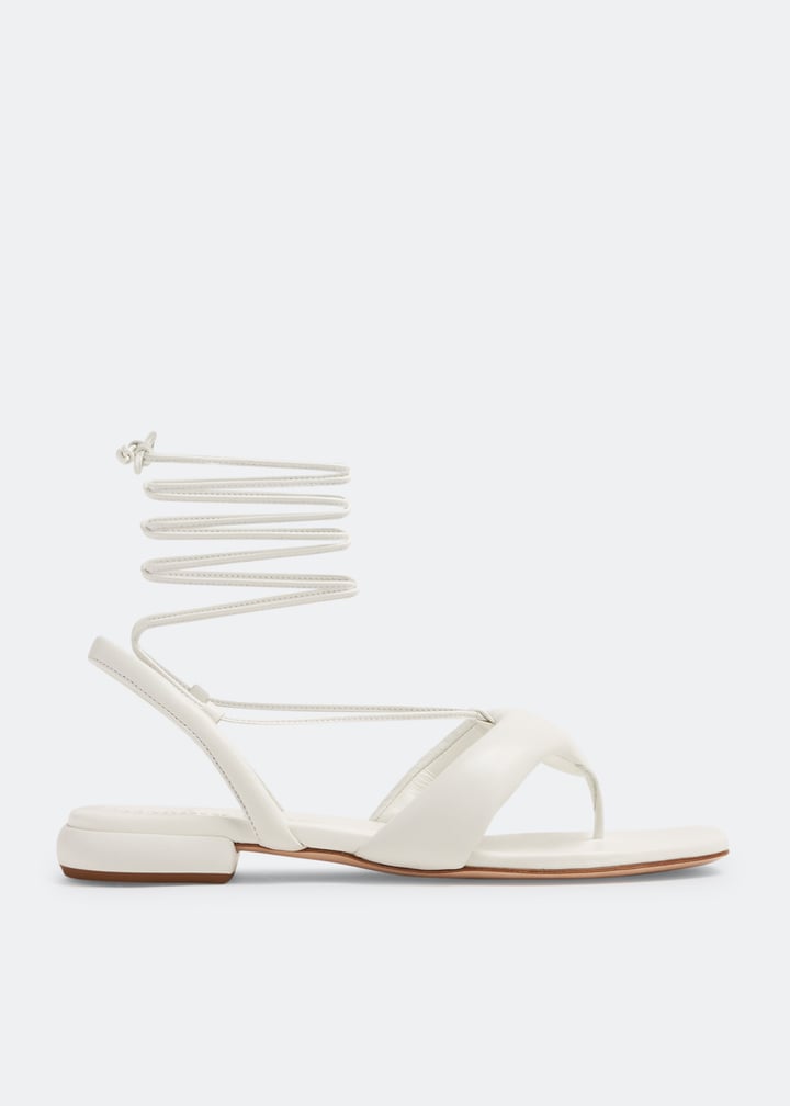 【送料&関税込】Miu Miu White Leather Thong Sandals Leather thong sandals in white - Miu Miu | Mytheresa