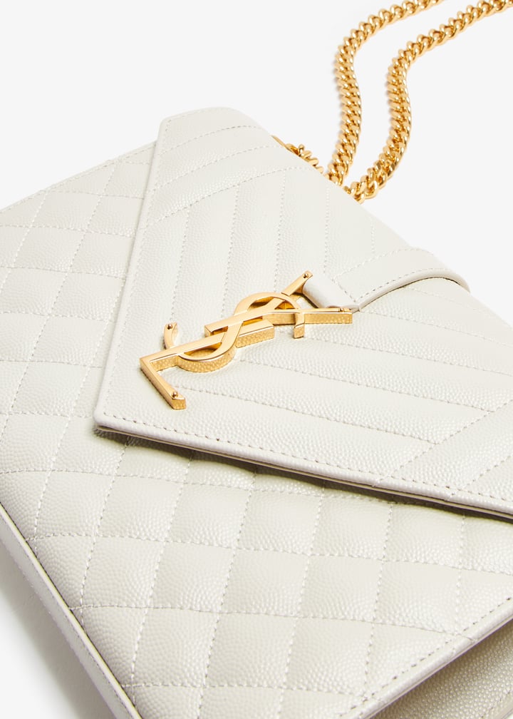 【Saint Laurent】ENVELOPE MEDIUM BAG◆600185BOW91 ENVELOPE MEDIUM IN QUILTED GRAIN DE POUDRE EMBOSSED LEATHER
