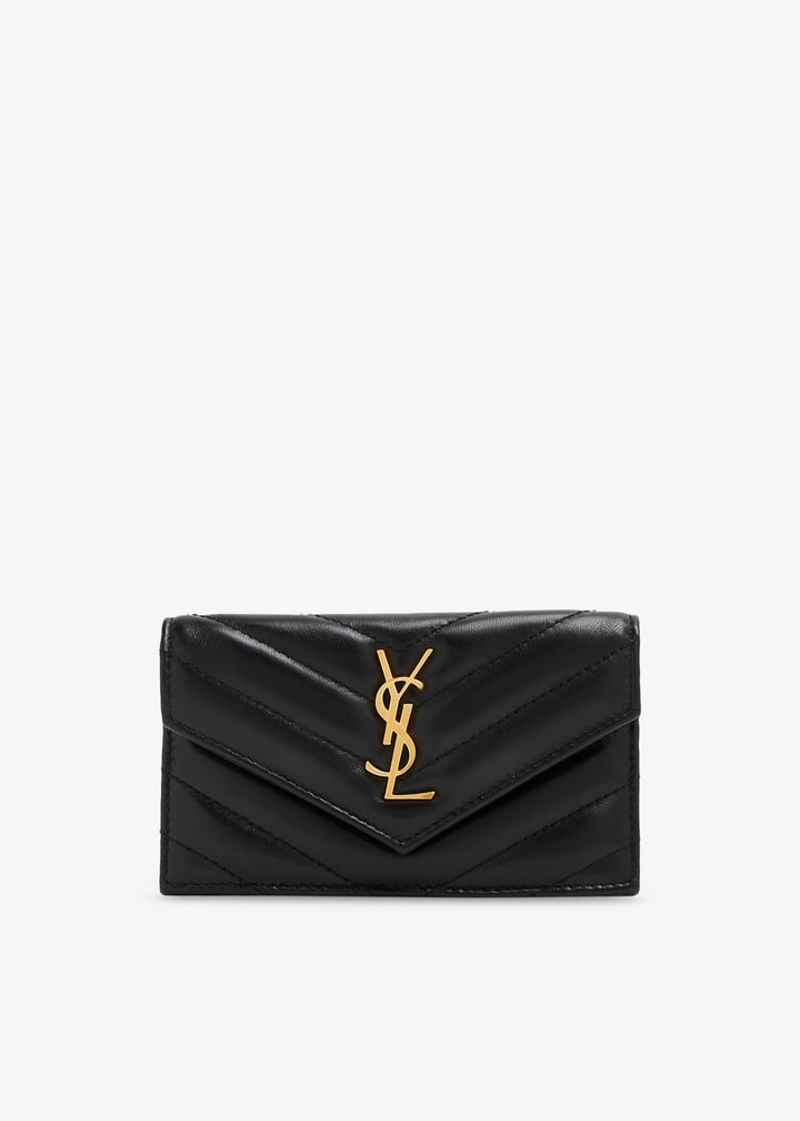 【SAINTLAURENT】MONOGRAM FRAGMENTS ZIPPED CARD CASE Saint Laurent Fragments zipped card case with flap for Women