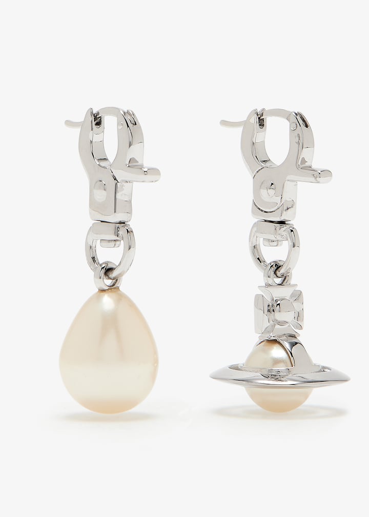 油彩『Vivien』 Eze‐eh - Pearl and White Topaz Gold Vermeil Earrings