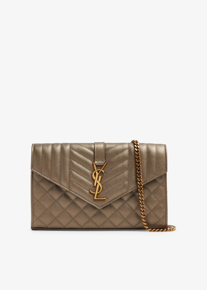 Saint Laurent Monogram chain wallet for Women - Metallic in