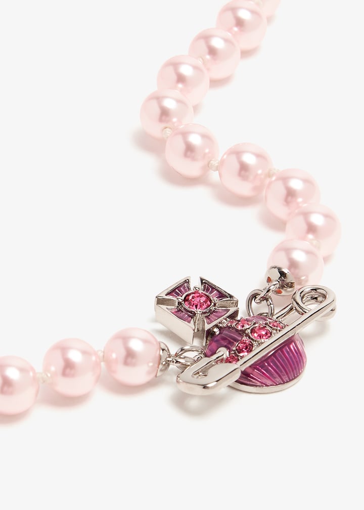 Vivienne Westwood Kitty Pearl necklace for Women - Pink in