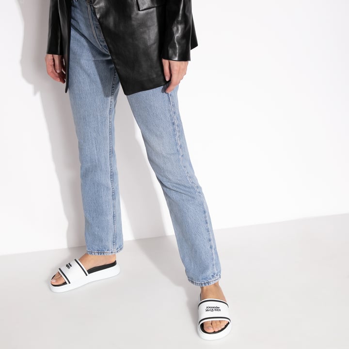 McQueen Oversized hybrid signature slides for Women - White in UAE