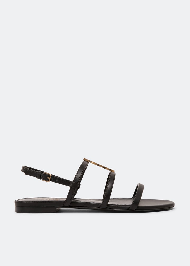 Saint Laurent Cassandra flat sandals for Women - Black in