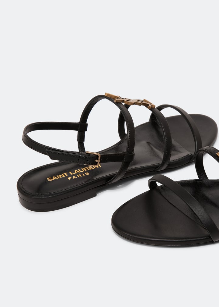 Saint Laurent Cassandra flat sandals for Women - Black in