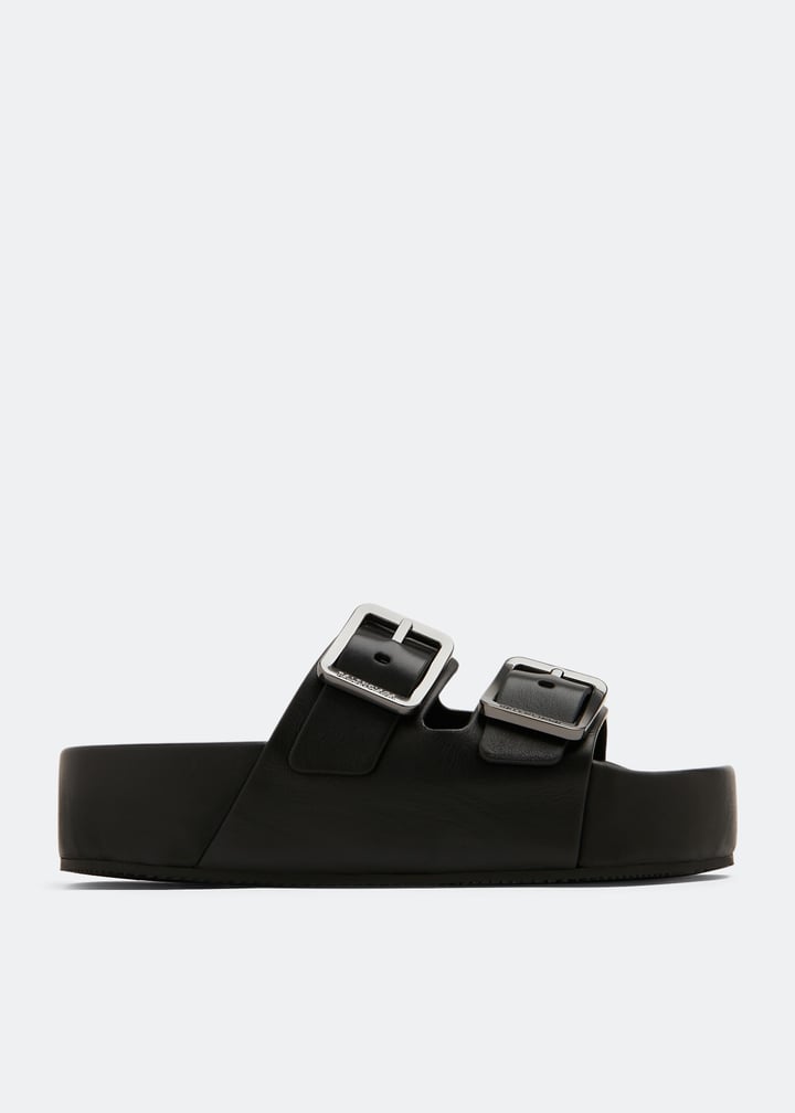 ●送料込●BALENCIAGA●Mallorca Buckled Leather Sandals Balenciaga 'mallorca' Heeled Mules in Gray | Lyst