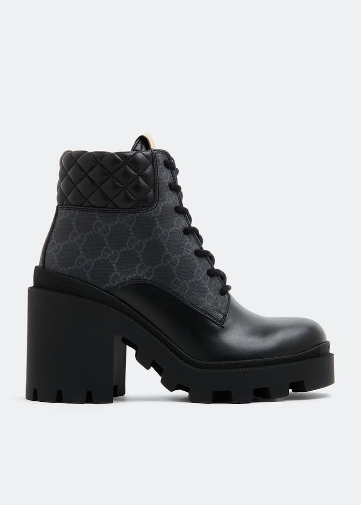 靴 GUCCI US10 Chunky sole Logo Boot Gucci Logo leather knee-high boots Gucci