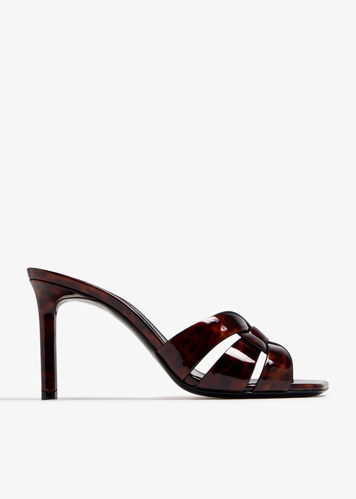 Maroon Ysl Shoes Flats Saint Laurent Tribute 85 Mules For Women