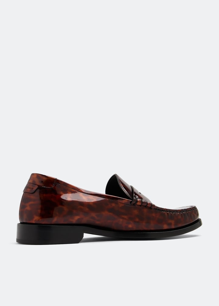 ローファー・オックスフォード SAINT LAURENT BLACK LEATHER LOAFER WITH MONOGRAM Saint Laurent Black leather loafer with monogram | TheDoubleF