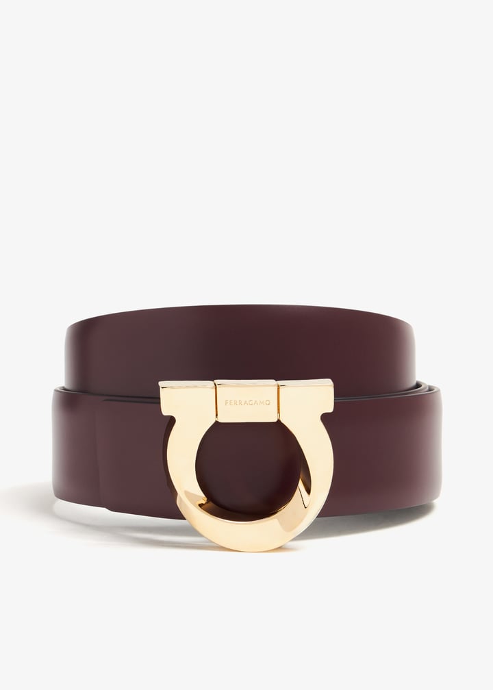 Ferragamo Fixed Gancini twist belt for Men - Burgundy in USA  display picture 2